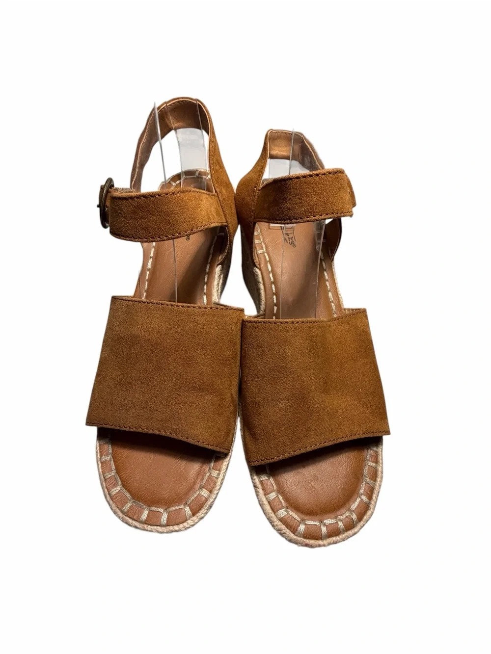 Sechelles Espadrille Suede Open-Toe Ankle Strap Wedge Sandals Sz 7.5
